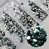 Multi-Size Emerald Rhinestones - GLASS- flat back #017