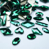 Emerald - 100 Mix shapes - Nail art- Rhinestones - GLASS- flat back