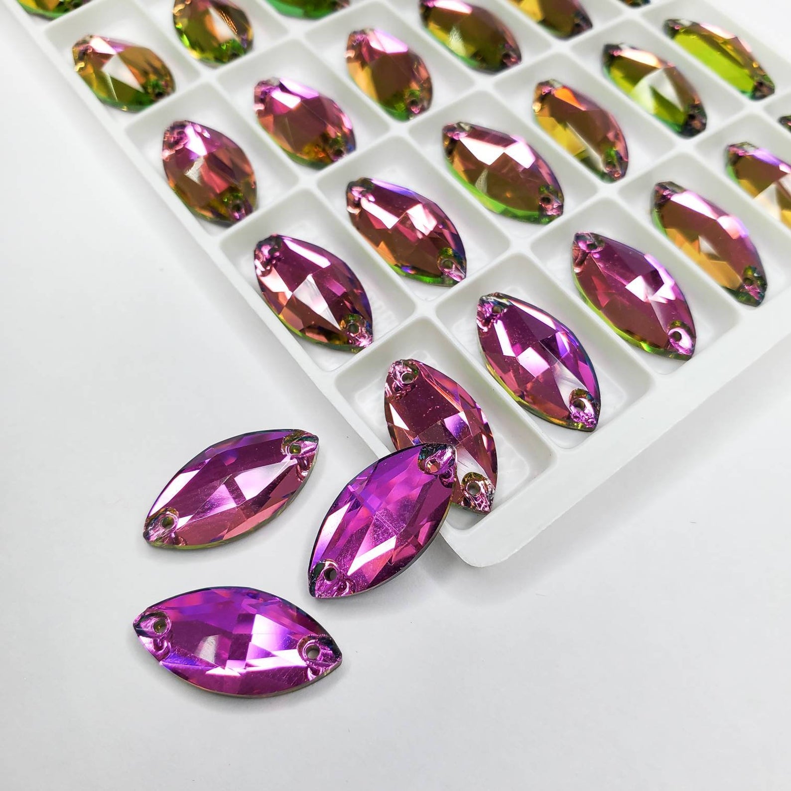 8mm-12mm Violet Color Glass Crystal Sew on Rhinestone Set Flatback
