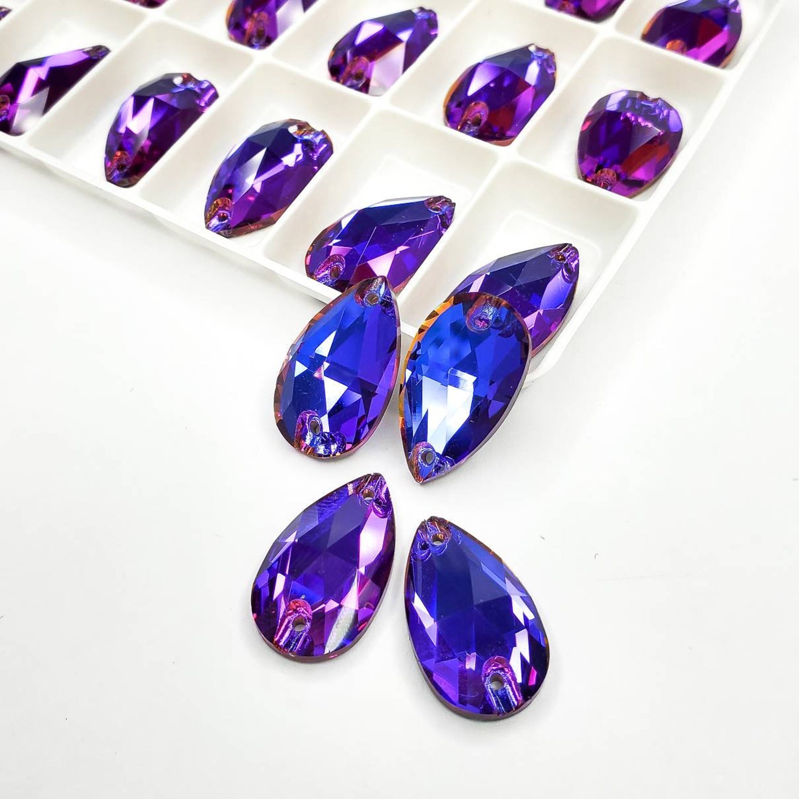 Violet Blue- DROP Sew On Glass Rhinestone