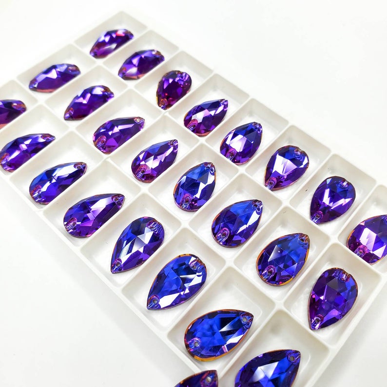 Violet Blue- DROP Sew On Glass Rhinestone